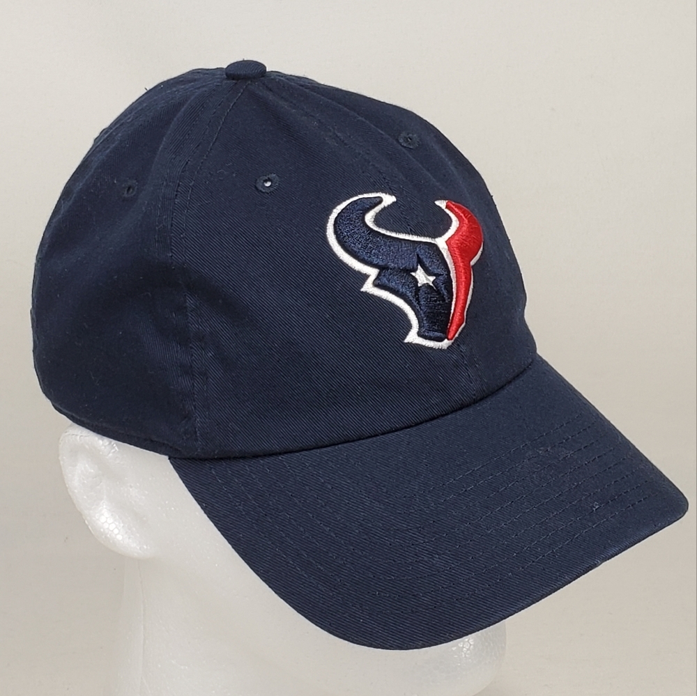 Nfl Houston Texans Navy Logo Hat 3D Embroidered Trucker Hat Curve Bill Strapback